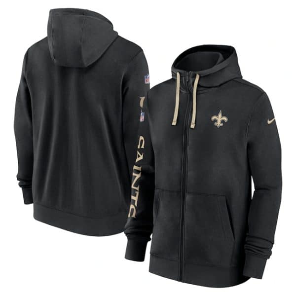 New Orleans Saints Black 2024 Team Full-Zip Hoodie