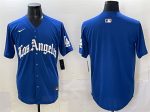 Los Angeles Dodgers Blank Blue 2025 LA Gothic Style With Fernando Patch Vapor Premier Limited Stitched Jersey