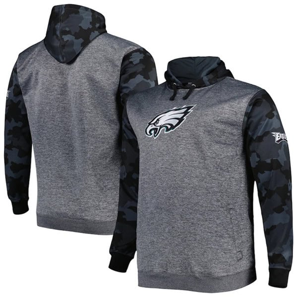 Philadelphia Eagles Heather Charcoal Big Tall Camo Pullover Hoodie