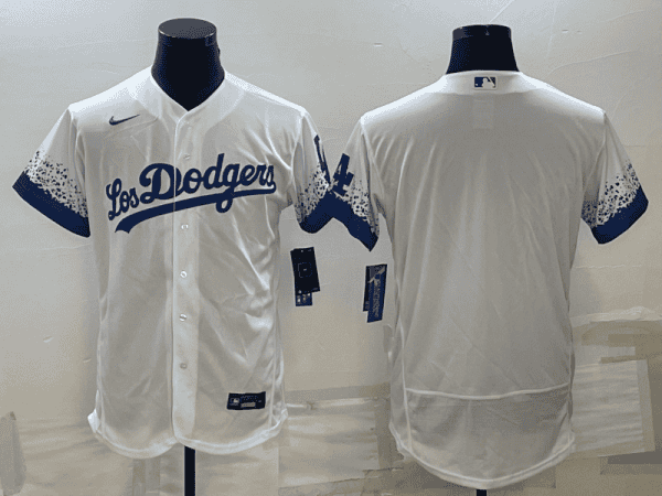 Los Angeles Dodgers Blank White City Connect Flex Base Stitched Jersey