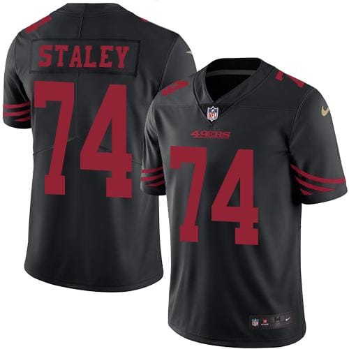 49ers #74 Joe Staley Black Stitched Limited Rush Nike Jersey