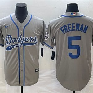 Los Angeles Dodgers #5 Freddie Freeman Gray Cool Base Stitched Jersey