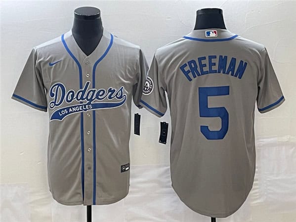 Los Angeles Dodgers #5 Freddie Freeman Gray Cool Base Stitched Jersey