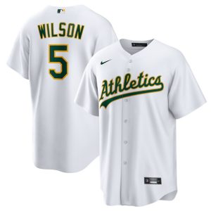 Oakland Athletics #5 Jacob Wilson White Cool Base Stitched Jersey
