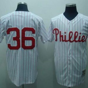 Mitchell And Ness Phillies #36 Robin Roberts Stitched White Red Strip Jersey