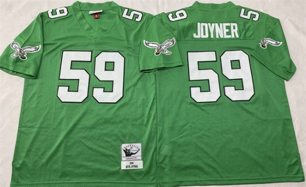 Philadelphia Eagles #59 Seth Joyner Kelly Green Throwback Stitched Football Jersey