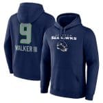 Seattle Seahawks #9 Kenneth Walker III Navy Team Wordmark Player Name Number Pullover Hoodie