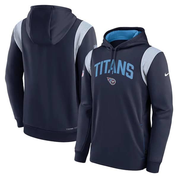 Tennessee Titans Navy Sideline Stack Performance Pullover Hoodie 002