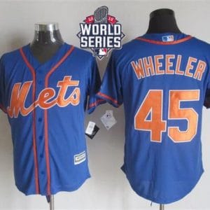 Mets #45 Zack Wheeler Blue Alternate Home New Cool Base W 2015 World Series Patch Stitched Jersey