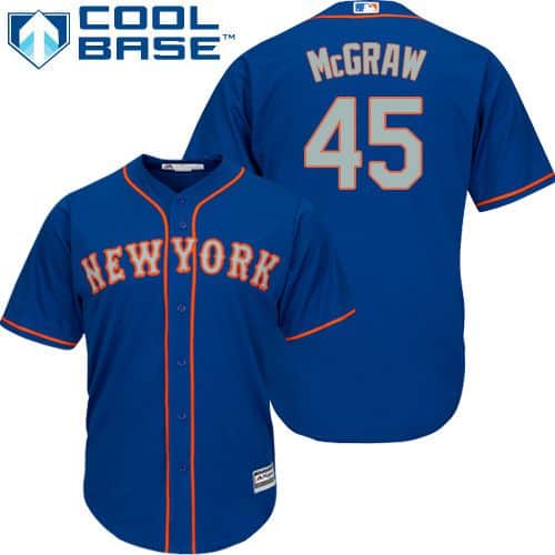 Mets #45 Tug McGraw Blue(Grey NO.) Alternate Road Cool Base Stitched Jersey