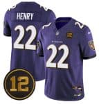Baltimore Ravens #22 Derrick Henry Purple 2025 F.U.S.E Jacoby Jones Patch Vapor Limited Jersey