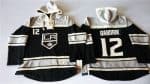 Kings #12 Marian Gaborik Black Sawyer Hooded Sweatshirt Stitched Jersey