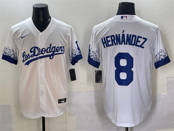 Los Angeles Dodgers #8 Enrique Hernandez White City Connect Cool Base Stitched Jersey