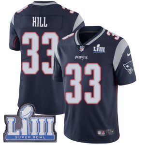 New England Patriots #33 Jeremy Hill Navy Navy Blue Super Bowl LIII Vapor Untouchable Limited Stitched Jersey