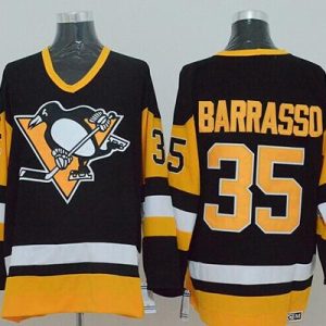 Mitchell Ness Penguins #35 Tom Barrasso Black Stitched Jersey
