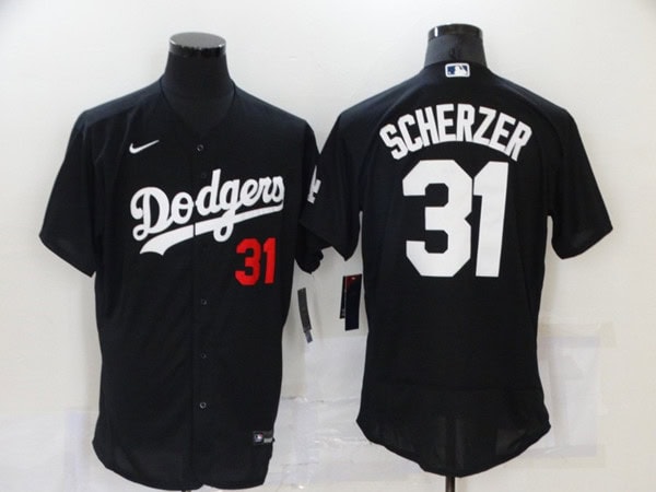 Los Angeles Dodgers #31 Max Scherzer Black Flex Base Stitched Baseball Jersey