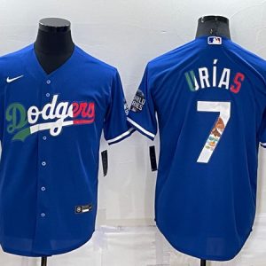 Los Angeles Dodgers #7 Julio Urias Royal Mexico Cool Base Stitched Baseball Jersey
