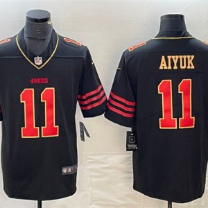 San Francisco 49ers #11 Brandon Aiyuk Black Gold Stitched Jersey