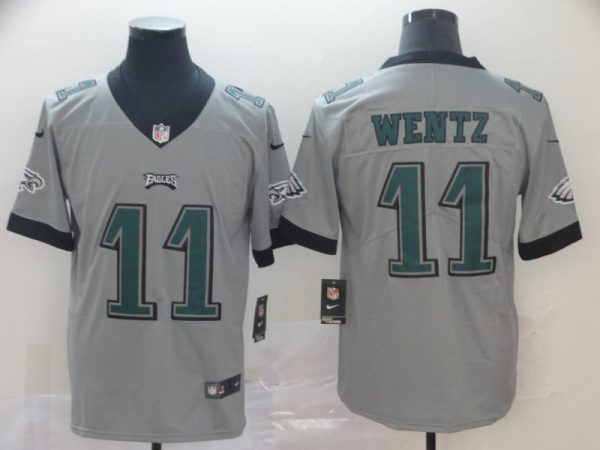 Philadelphia Eagles #11 Carson Wentz Silver Inverted Legend Stitched Jersey