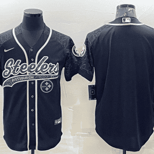 Pittsburgh Steelers Blank Black Reflective With Patch Cool Base Stitched Baseball Jersey