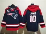 New England Patriots #10 Mac Jones Navy Ageless Must-Have Lace-Up Pullover Hoodie