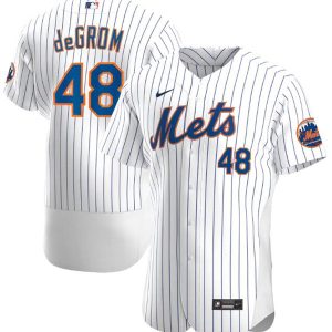 New York Mets White #48 Jacob DeGrom 2020 Flex Base Stitched Jersey