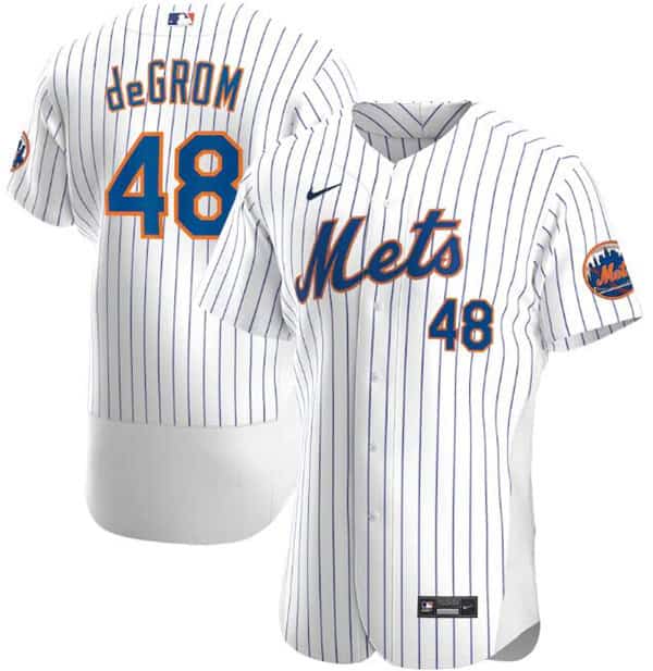 New York Mets White #48 Jacob DeGrom 2020 Flex Base Stitched Jersey