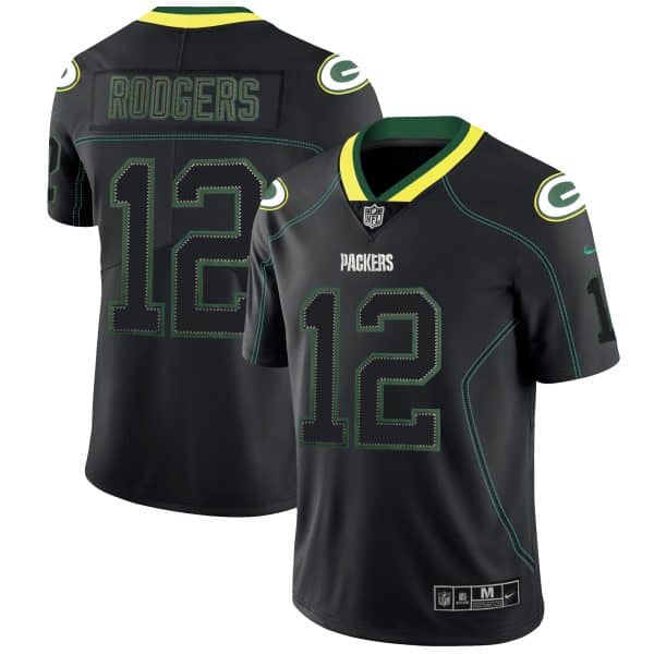 Packers #12 Aaron Rodgers 2018 Lights Out Black Color Rush Limited Stitched Jersey