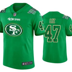 San Francisco 49ers #47 Elijah Lee Kelly Green St. Patricks Day Stitched Jersey