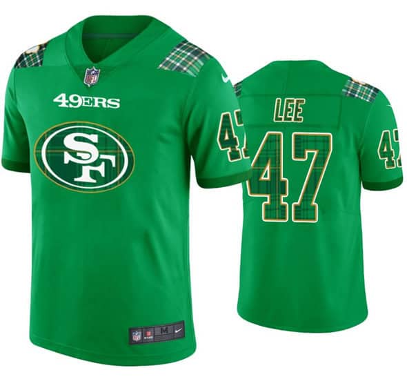 San Francisco 49ers #47 Elijah Lee Kelly Green St. Patricks Day Stitched Jersey
