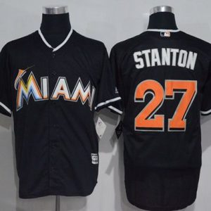 Marlins #27 Giancarlo Stanton Black New Cool Base Stitched Jersey