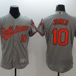 Orioles #10 Adam Jones Grey Flexbase Authentic Collection Stitched Jersey