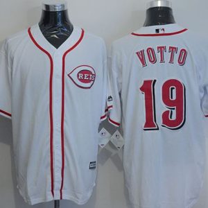 Reds #19 Joey Votto White New Cool Base Stitched Jersey