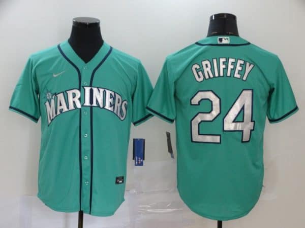 Seattle Mariners #24 Ken Griffey Aqua Cool Base Stitched Jersey