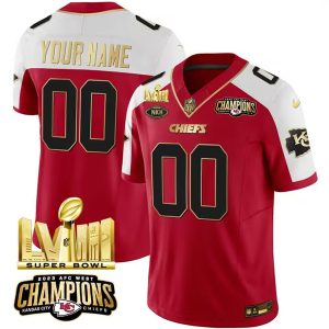 Kansas City Chiefs Custom Red White 2024 F.U.S.E. AFC West Champions Super Bowl LVIII Patch With "NKH" Patch Vapor Untouchable Limited Stitched Jersey