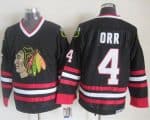 Blackhawks #4 Bobby Orr Black CCM Throwback Stitched Jersey