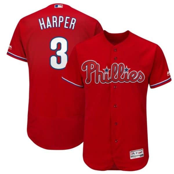 Philadelphia Phillies #3 Bryce Harper Majestic Scarlet Flexbase Stitched Jersey