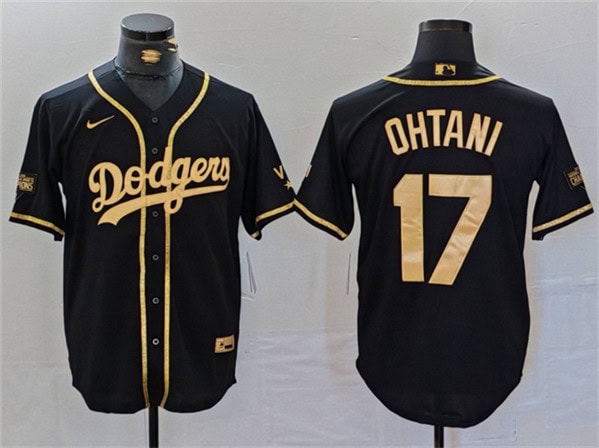 Los Angeles Dodgers #17 Shohei Ohtani Black Gold World Series Champions Cool Base Stitched Jersey