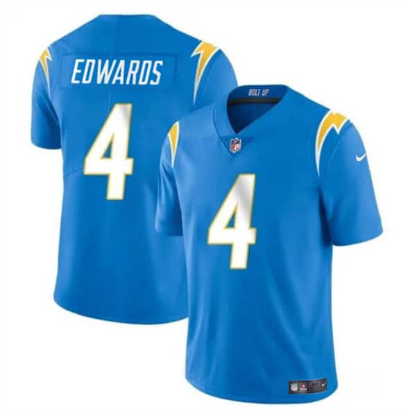 Los Angeles Chargers #4 Gus Edwards Light Blue Vapor Limited Stitched Jersey