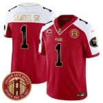San Francisco 49ers #1 Deebo Samuel Sr. Red White F.U.S.E. With 1-Star C Patch And Golden Gate Bridge Patch Alternate Vapor Limited Stitched Jersey