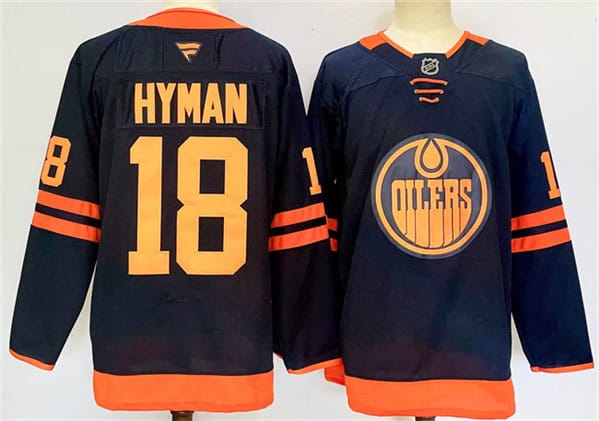 Edmonton Oilers #18 Zach Hyman Navy 2024-25 Stitched Jersey