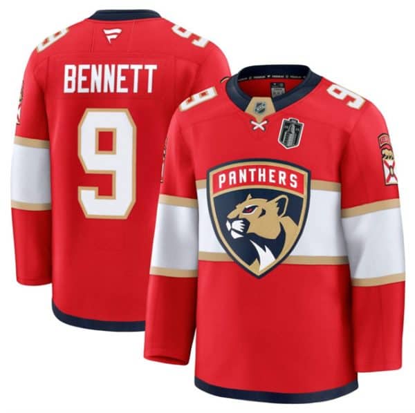 Florida Panthers #9 Sam Bennett Red 2025 Stanley Cup Final Patch Stitched Jersey