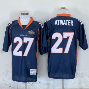 Denver Broncos #27 Steve Atwater Mitchel Ness Navy With Super Bowl Patch Throwback Stitched Jersey