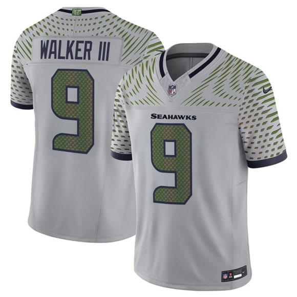Seattle Seahawks #9 Kenneth Walker III Gray 2025 F.U.S.E. ¡°Rivalries¡± Vapor Limited Football Stitched Jersey