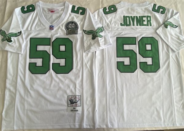 Philadelphia Eagles #59 Seth Joyner White Throwback Stitched Football Jersey