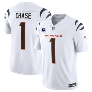 Cincinnati Bengals #1 Ja'Marr Chase White 2025 F.U.S.E. With 1-Star C Patch Vapor Untouchable Limited Stitched Jersey