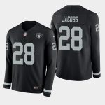 Raiders #28 Josh Jacobs Black Long Sleeve Stitched Jersey