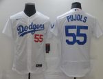 Los Angeles Dodgers #55 Albert Pujols White Flex Base Sttiched Jersey