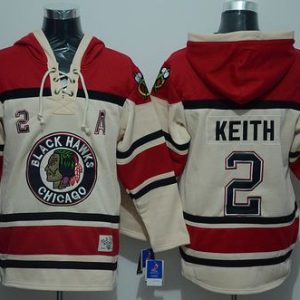 Blackhawks #2 Duncan Keith Cream Sawyer Hooded Sweatshirt Stitched Jersey