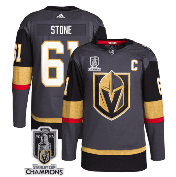 Vegas Golden Knights #61 Mark Stone Gray 2023 Stanley Cup Champions Stitched Jersey